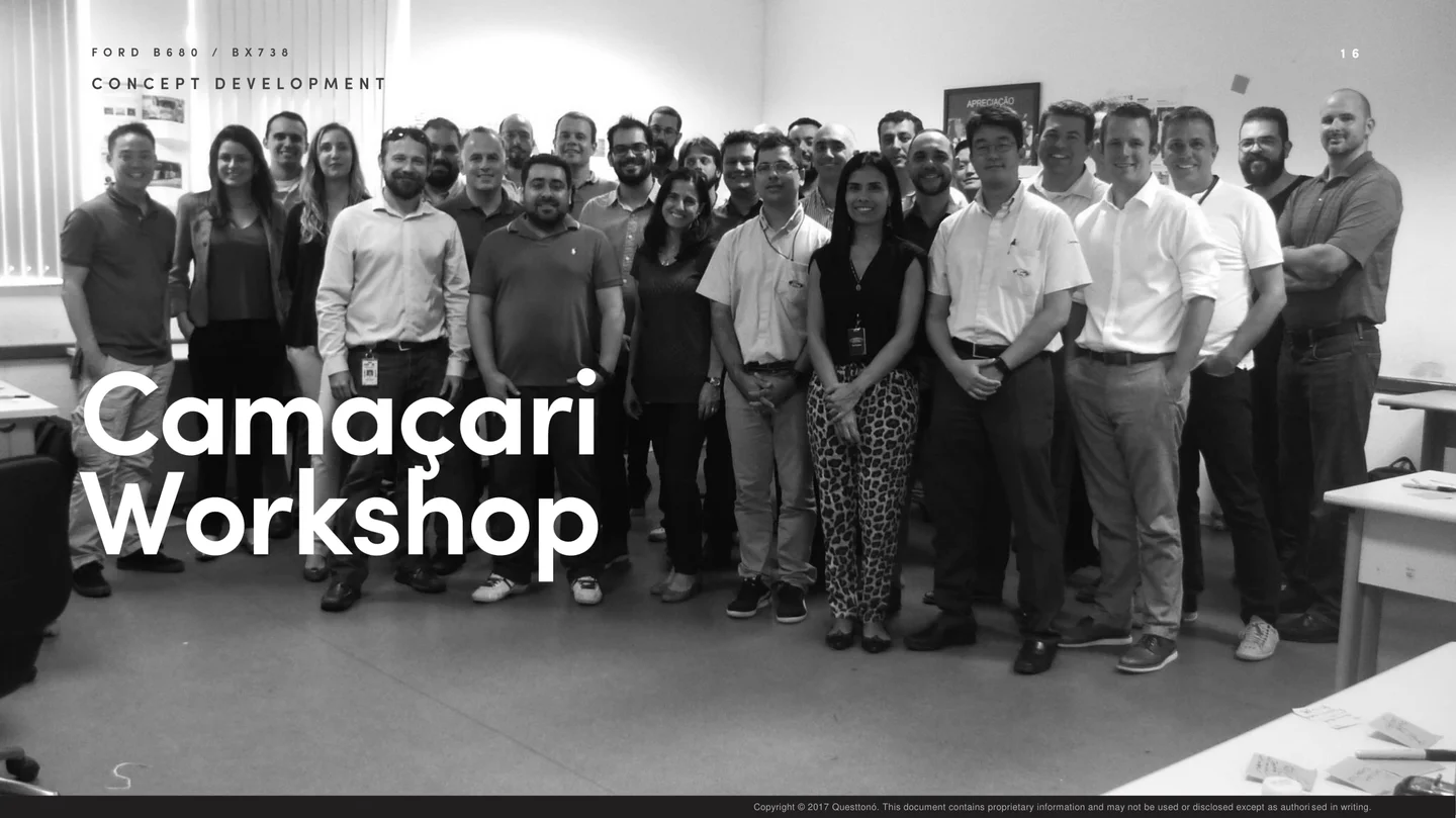Equipe reunida no workshop de Camaçari, Ford e Questto|Nó